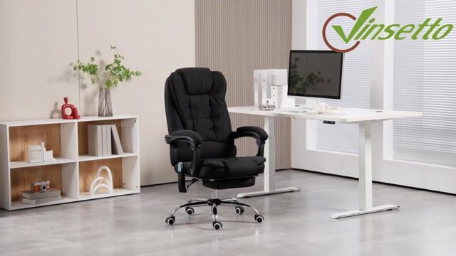 Fauteuil de bureau avec fonction massage Lin noir, HOMCOM