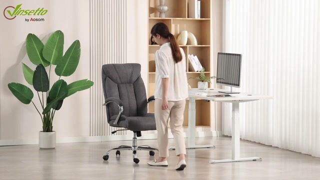 Chaise de bureau Lin (100% polyester) Gris gris, HOMCOM