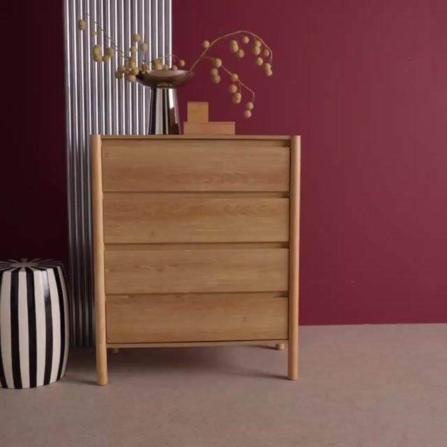 Commode décor bois 4 tiroirs  HARMONY noyer, SWEEEK