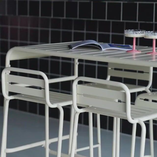 Table haute de jardin acier + 4 assises AMELIA anthracite, SWEEEK