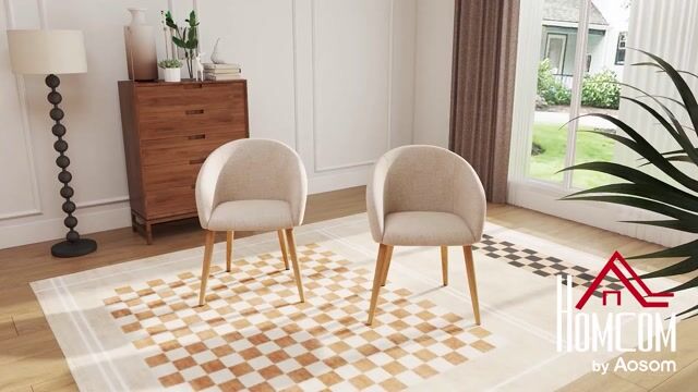 Chaise de salle à manger Mousse Beige beige, bois naturel, HOMCOM