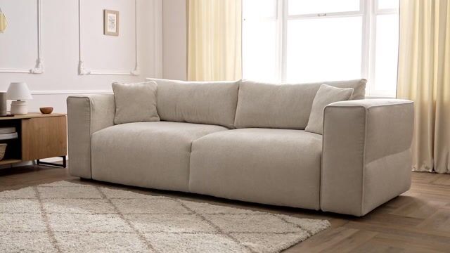 Canapé droit convertible 3 places en tissu, EZECHIEL gris foncé, BOBOCHIC
