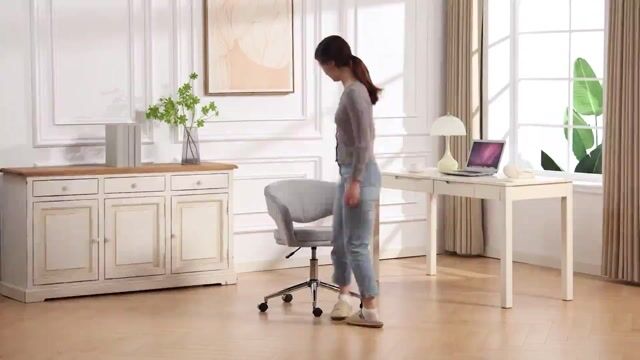 Chaise de bureau Chenille (100 % polyester) gris, HOMCOM