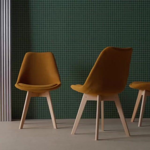 Chaise scandinave bois de hêtre et velours côtelé (lot de 4) NILS noir, SWEEEK