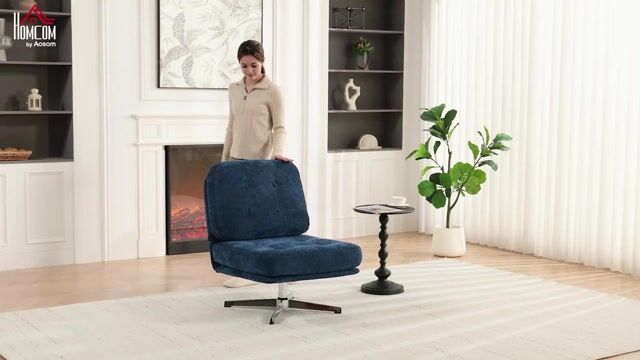 Accent Chair Chenille (100 % Polyester) Bleu bleu foncé, HOMCOM