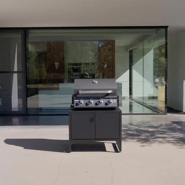 Module bas de cuisine extérieure acier 2 portes L80cm KEA noir, SWEEEK