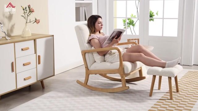 Ensemble de fauteuils à bascule Tissu blanc, HOMCOM