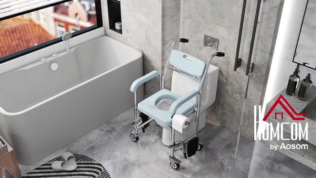 Fauteuil roulant avec cuvette Aluminium Gris gris, HOMCOM