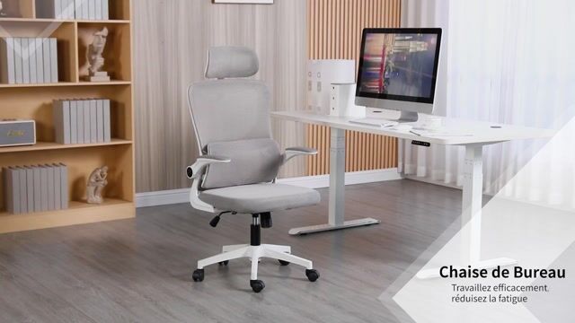 Chaise de bureau Maille (100% Polyester) Gris gris, HOMCOM