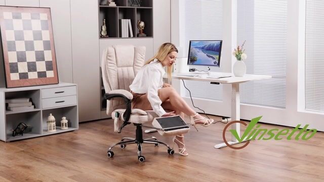 Fauteuil de bureau avec fonction massage crème, HOMCOM