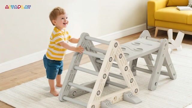 Parcours d'escalade pour enfants HDPE Gris gris, blanc, AIYAPLAY