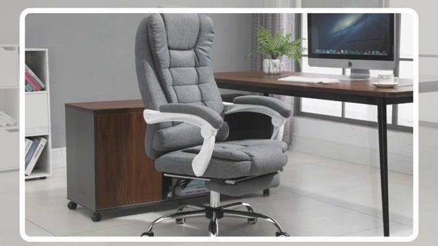 Chaise de bureau Polyester Gris foncé gris foncé, HOMCOM