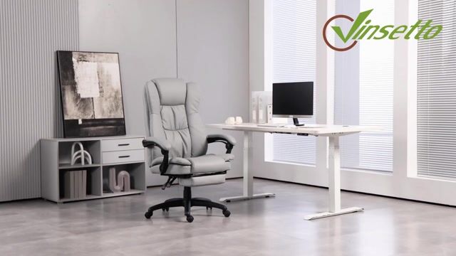 Fauteuil de bureau avec fonction massage gris clair, HOMCOM