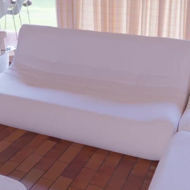 Canapé d'angle compressé modulable 7 places avec repose pied bouclette texturée SOKOL beige, SWEEEK