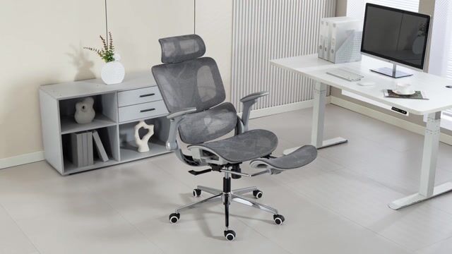 Chaise de bureau Maille (100% polyester) Gris gris, HOMCOM
