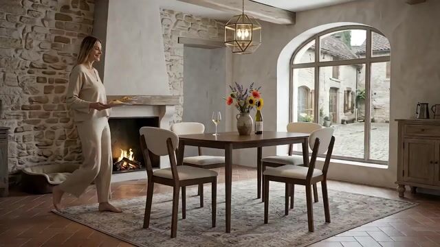 Ensemble de table à manger MDF Crème noyer, crème, HOMCOM