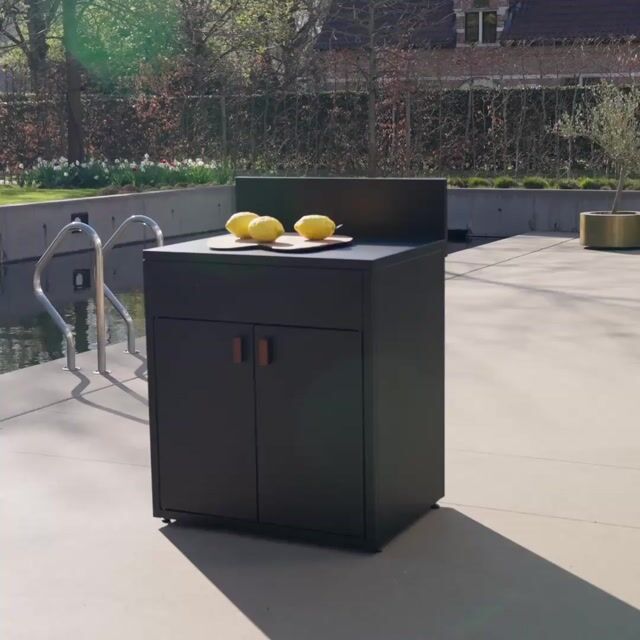Module de cuisine extérieure acier 2 portes L80cm THIRA noir, SWEEEK