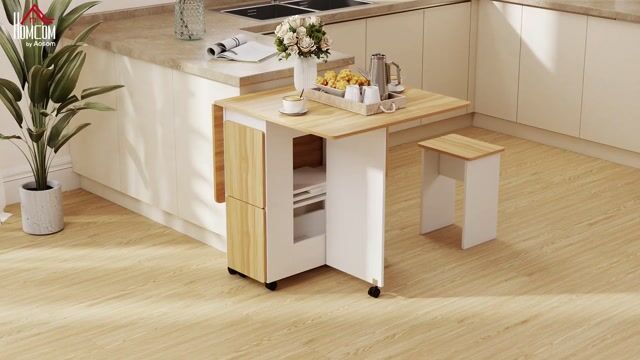 Ensemble de table à manger Panneau de chêne et blanc, HOMCOM
