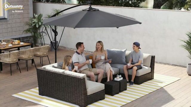 Parasol de terrasse à pied déporté Métal Gris gris foncé, OUTSUNNY