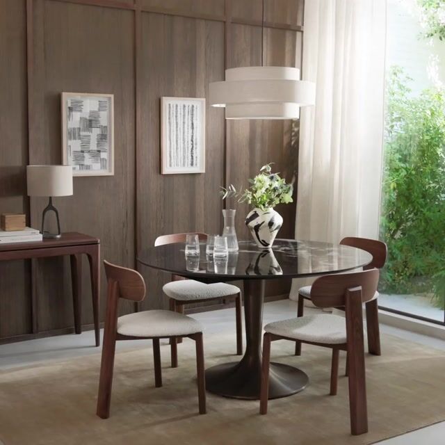 Plateau de table rond et extensible en céramique, diamètre 135 à 180 cm, EXTENDO céramique marbre anthracite, AM.PM