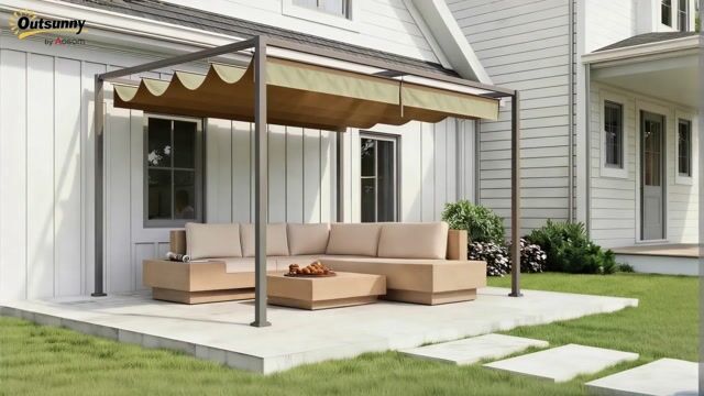 Pergola Métal Kaki vert, OUTSUNNY