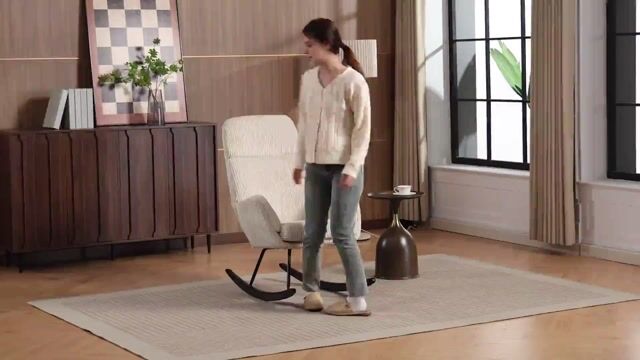 Fauteuil à bascule Velours côtelé (100% beige, HOMCOM