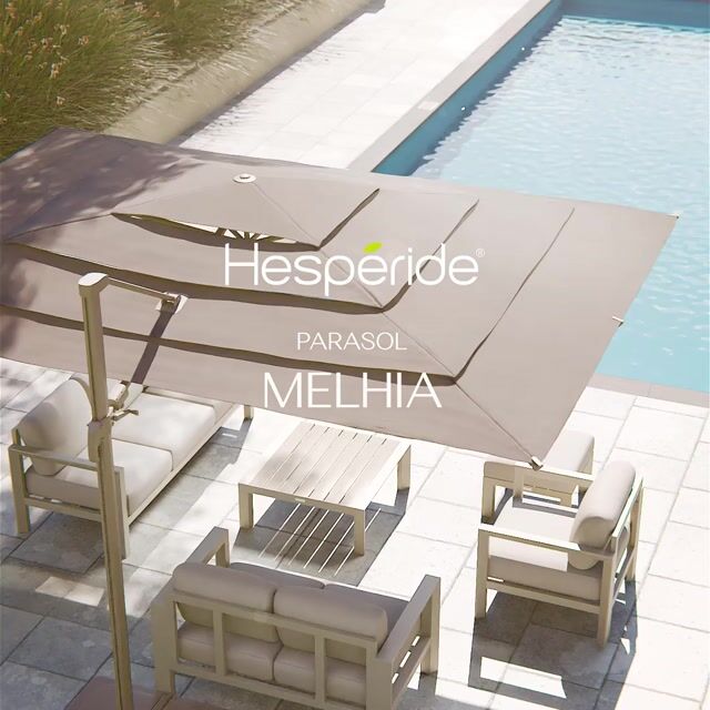 Parasol déporté rectangulaire inclinable 4x3m multi-toiles MELHIA anthracite, HESPERIDE