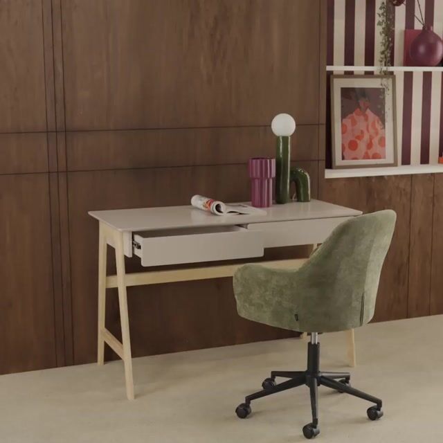 Bureau décor bois 2 tiroirs TOMMY naturel, SWEEEK
