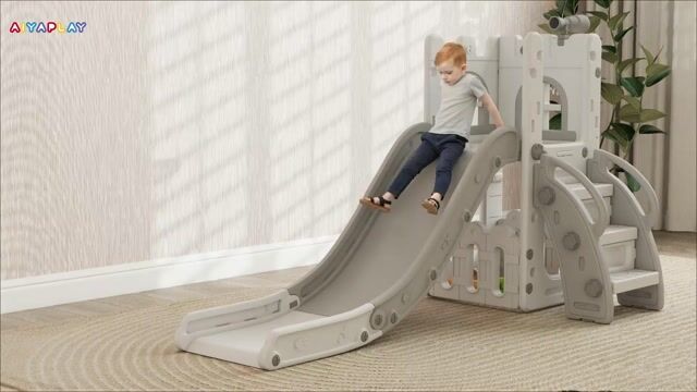 Toboggan pour enfants HDPE Gris blanc et gris, AIYAPLAY